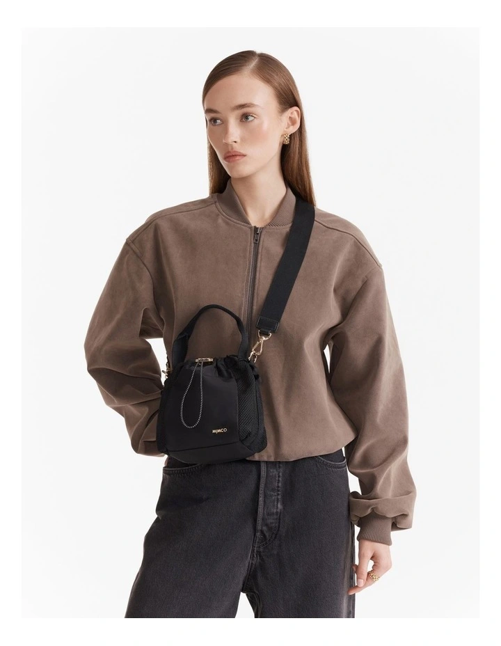 Cady Mini Bucket Crossbody Bag in Black image 4