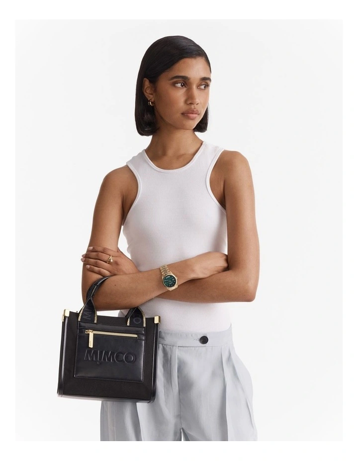 Patch Mini Tote Bag in Black image 2