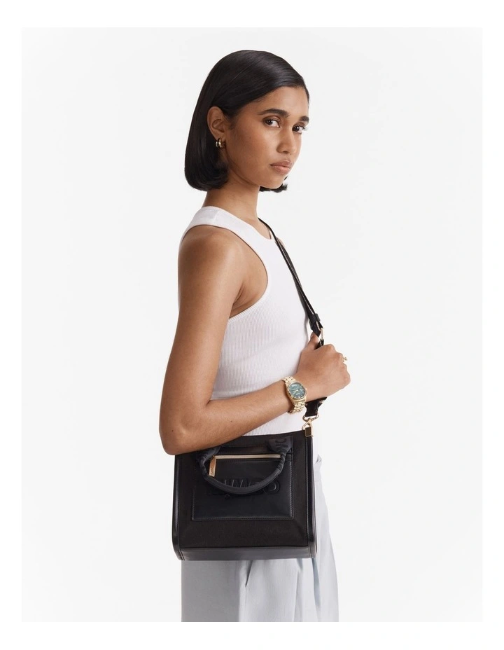 Patch Mini Tote Bag in Black image 4