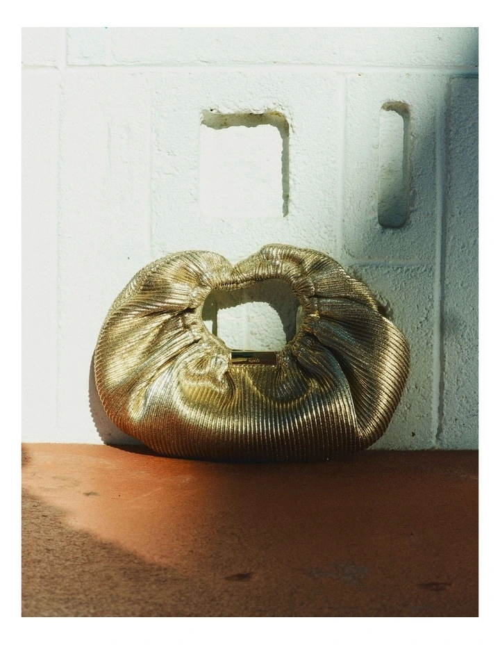 Bianca Pleated Grab Bag in Light Gold image 2