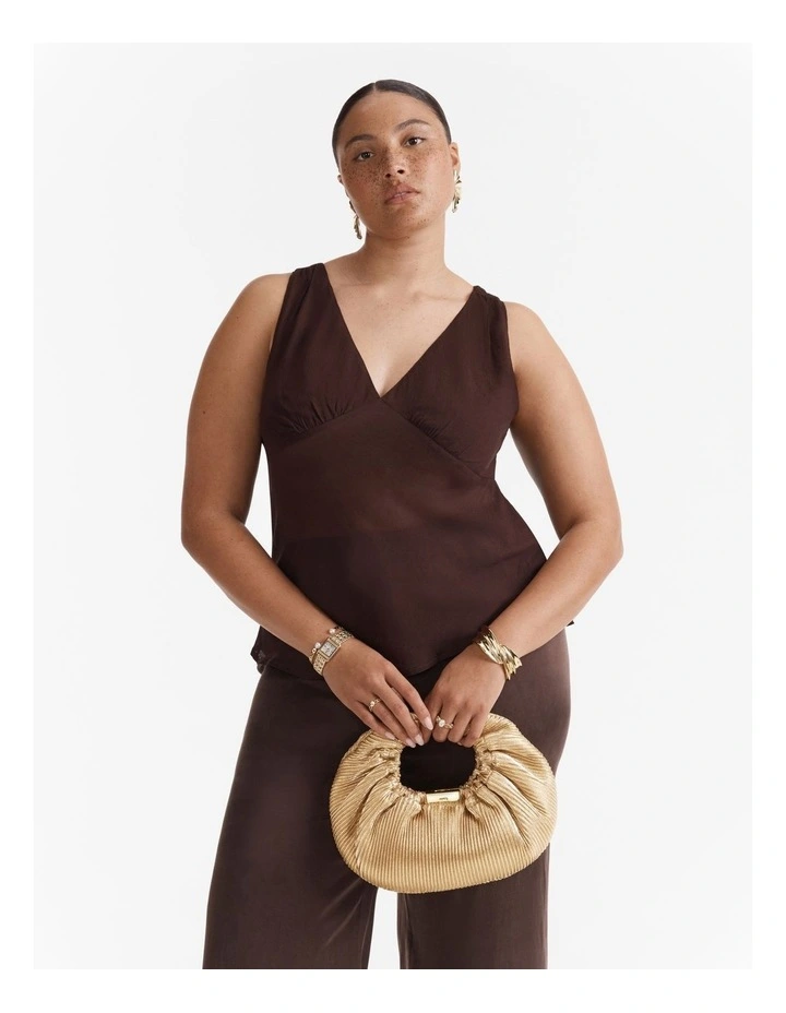 Bianca Pleated Grab Bag in Light Gold image 3