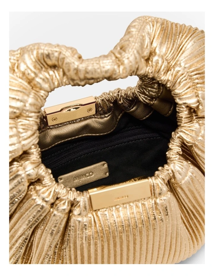 Bianca Pleated Grab Bag in Light Gold image 7