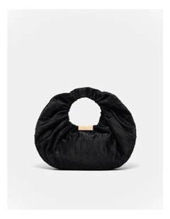 Bianca Rouched Grab Bag in Black