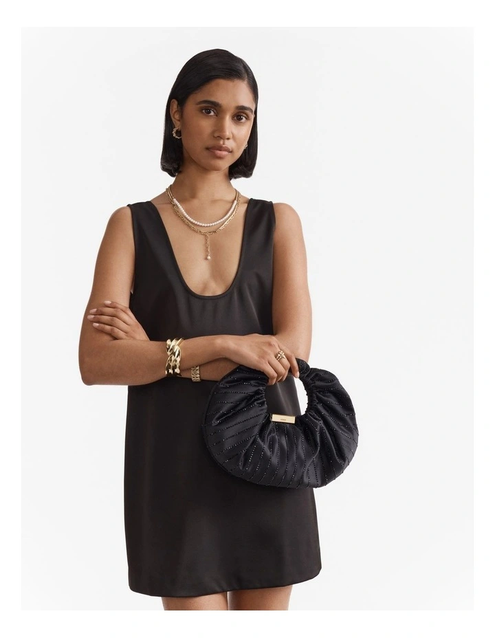 Bianca Rouched Grab Bag in Black image 2