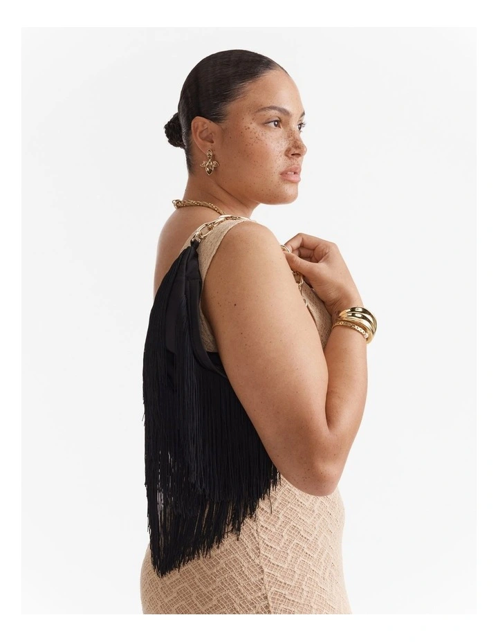 Rockbird Fringe Shoulder Bag in Black image 2