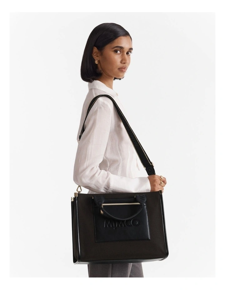 Patch Tote Bag in Black image 4