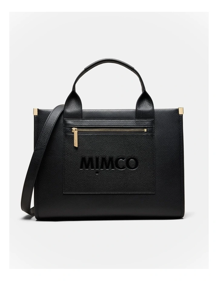 Patch Leather Tote Bag in Black image 1