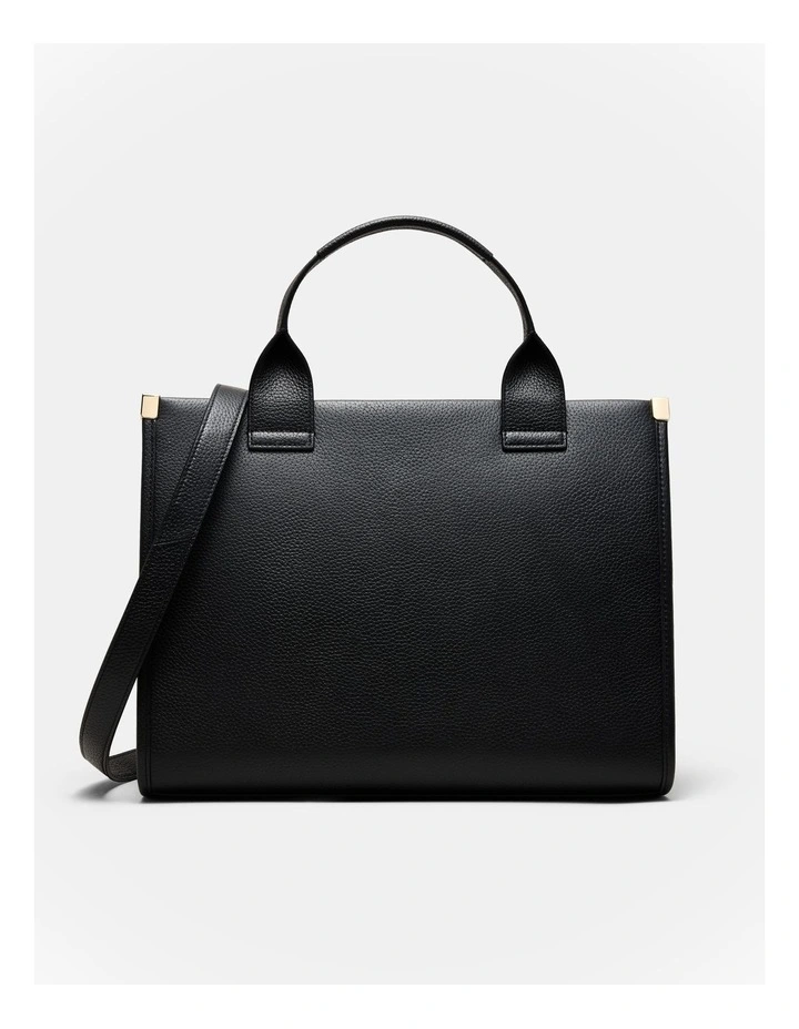 Patch Leather Tote Bag in Black image 5
