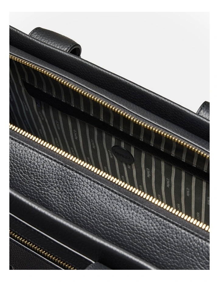 Patch Leather Tote Bag in Black image 7