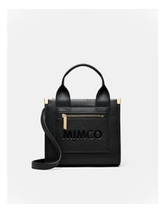 Patch Leather Mini Tote Bag in Black