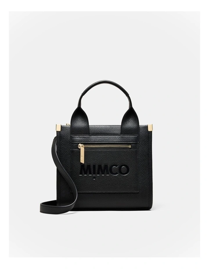 Patch Leather Mini Tote Bag in Black image 1