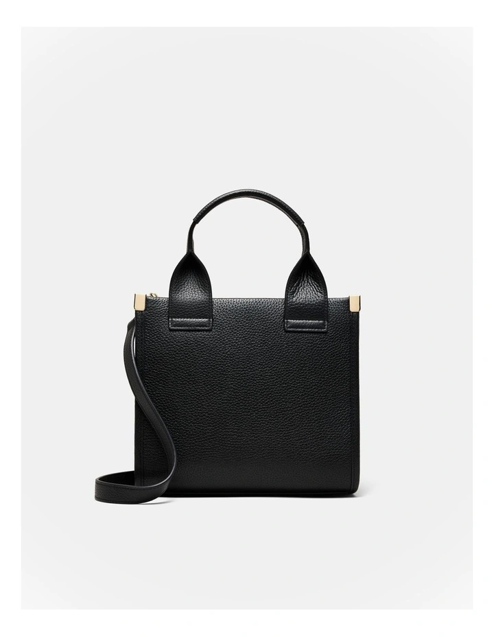 Patch Leather Mini Tote Bag in Black image 5