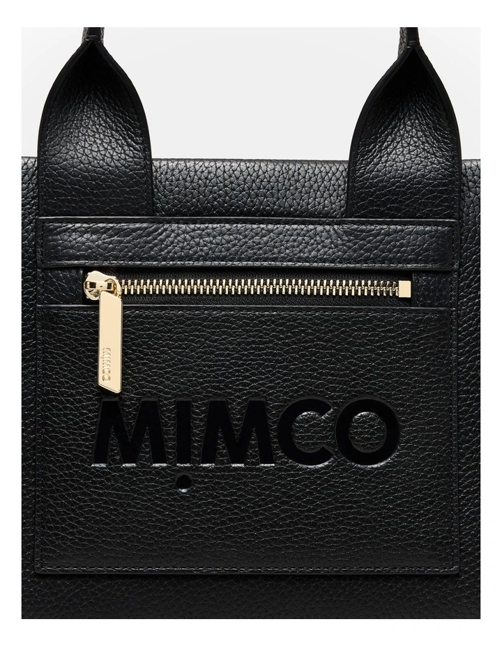 Patch Leather Mini Tote Bag in Black image 6