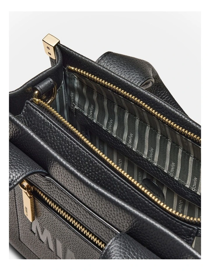 Patch Leather Mini Tote Bag in Black image 7