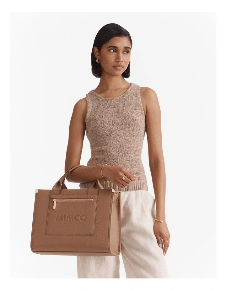 Patch Leather Tote Bag in Fawn image 2