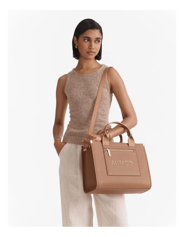 Patch Leather Tote Bag in Fawn image 4