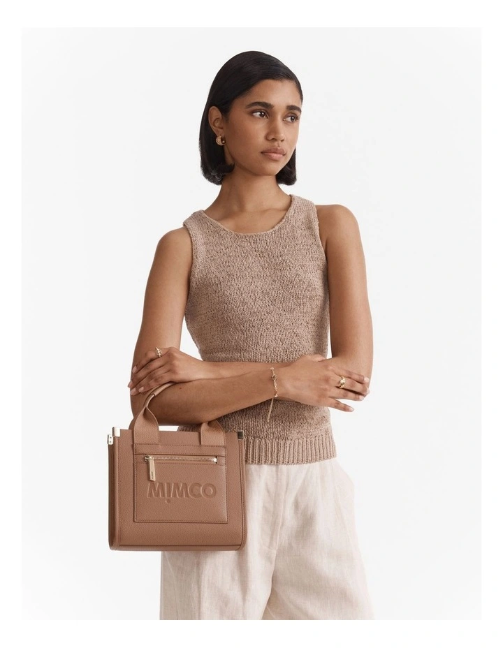 Patch Leather Mini Tote Bag in Fawn image 2