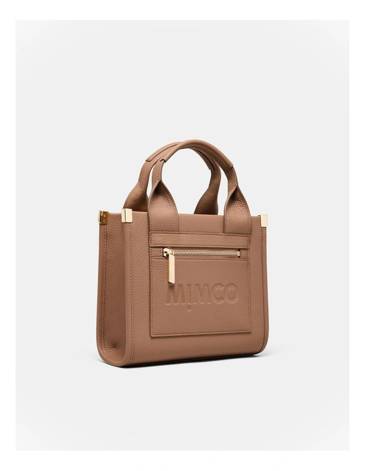 Patch Leather Mini Tote Bag in Fawn image 3
