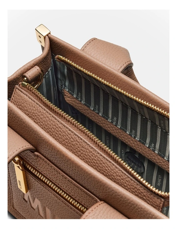 Patch Leather Mini Tote Bag in Fawn image 7