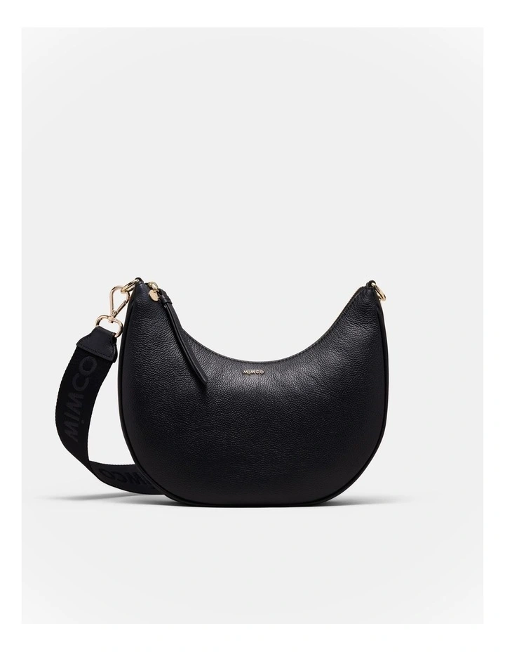 Classico Crescent Crossbody Bag in Black Light Gold image 1