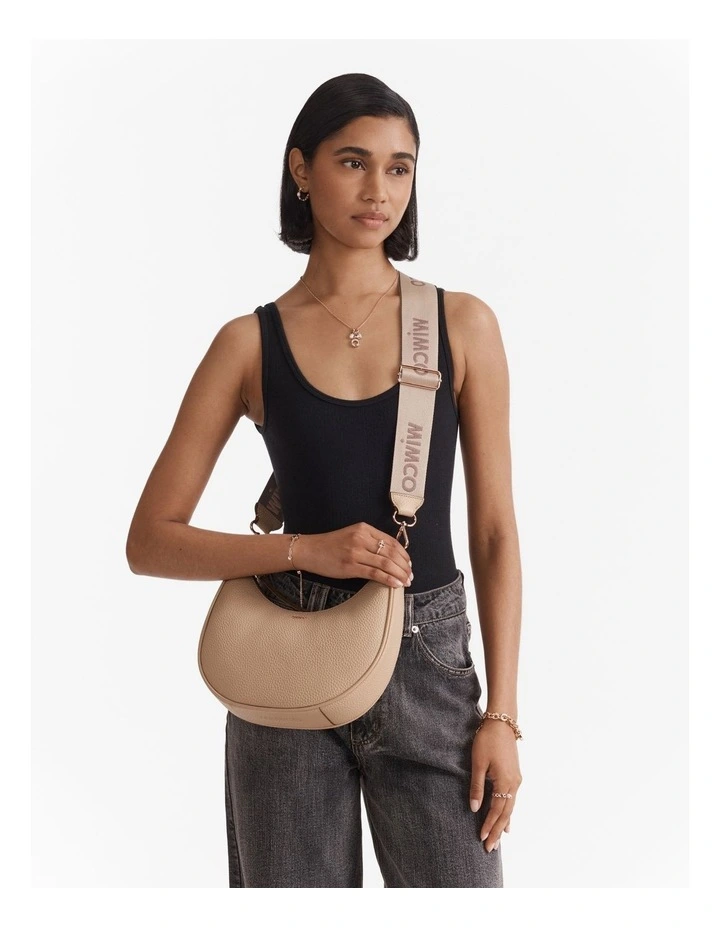 Classico Crescent Crossbody Bag in Almond image 2