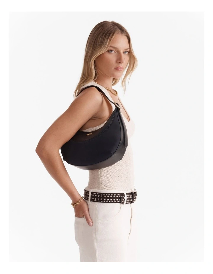Elara Crescent Shoulder Bag in Black image 2