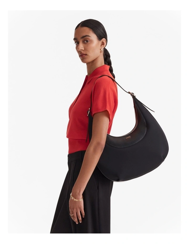 Elara Crescent Hobo Bag in Black image 2