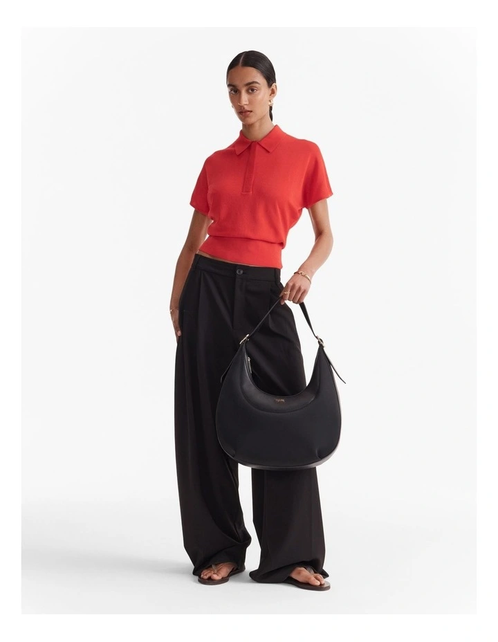 Elara Crescent Hobo Bag in Black image 4