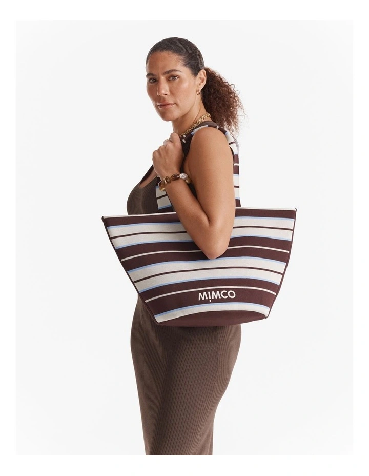 Blondie Basket Tote Bag in Blue Stripe image 2