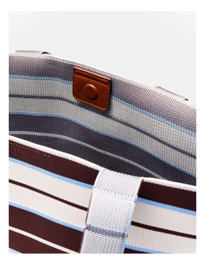 Blondie Basket Tote Bag in Blue Stripe image 6