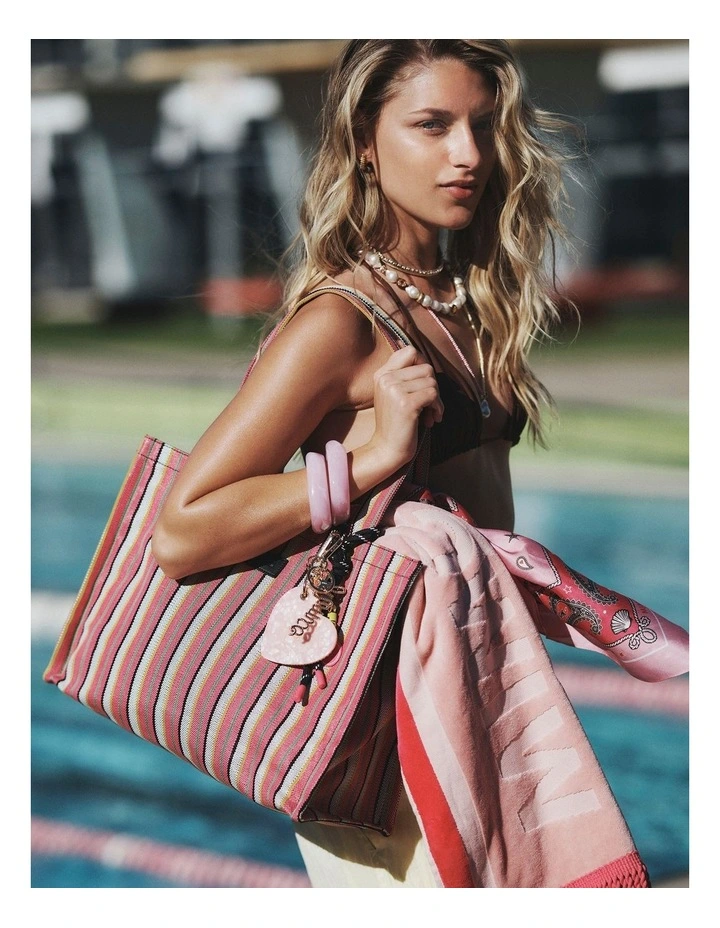 Lyra Tote Bag in Pink Stripe image 2