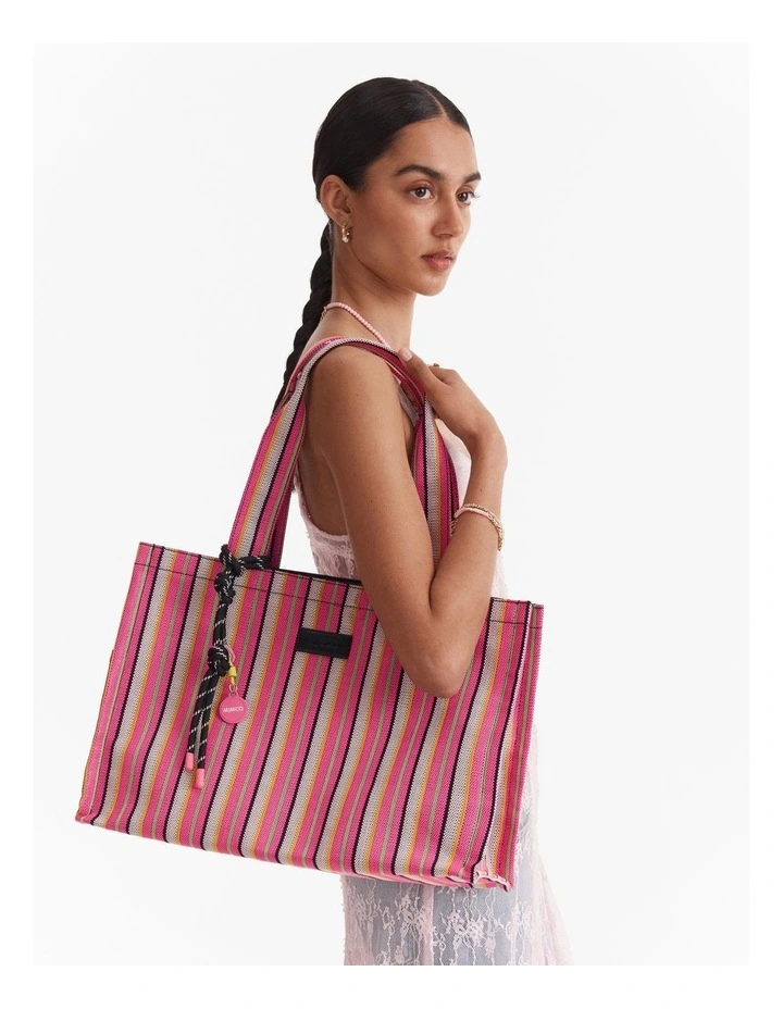 Lyra Tote Bag in Pink Stripe image 3
