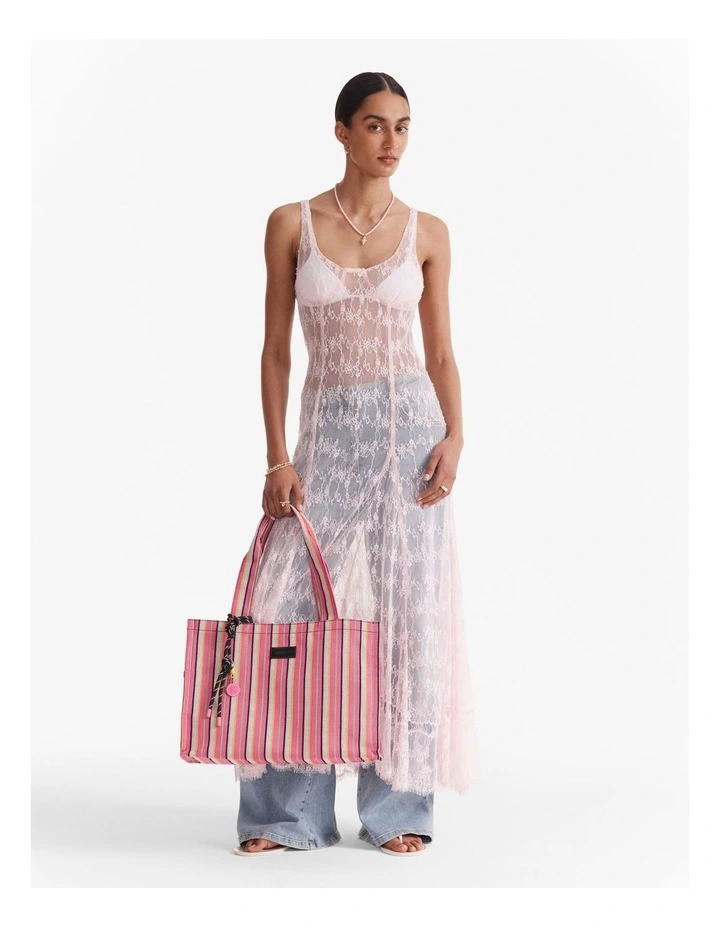 Lyra Tote Bag in Pink Stripe image 5