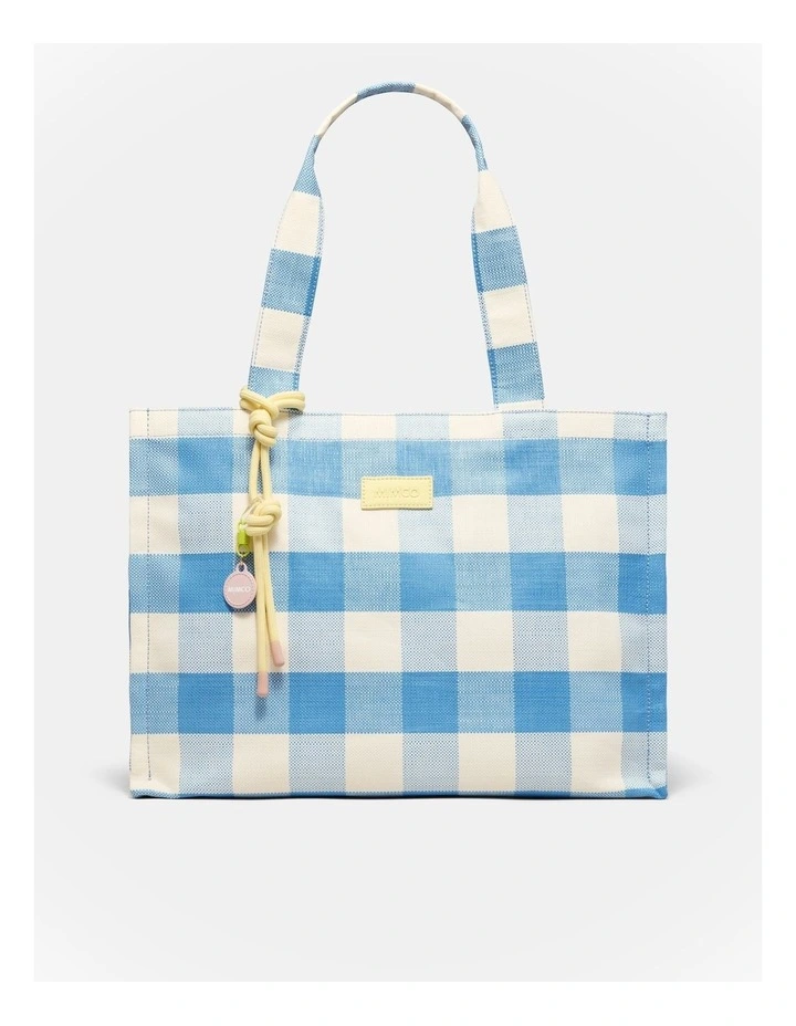 Lyra Tote Bag in Blue Check image 1