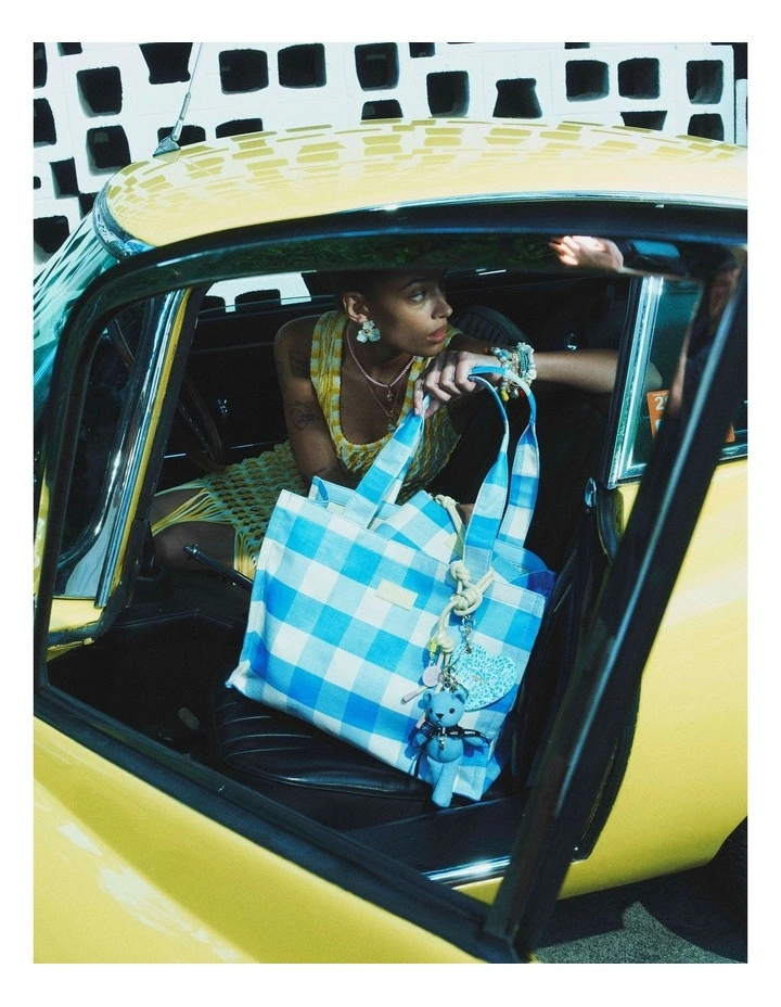 Lyra Tote Bag in Blue Check image 2