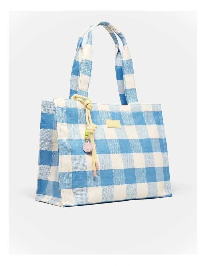 Lyra Tote Bag in Blue Check image 4