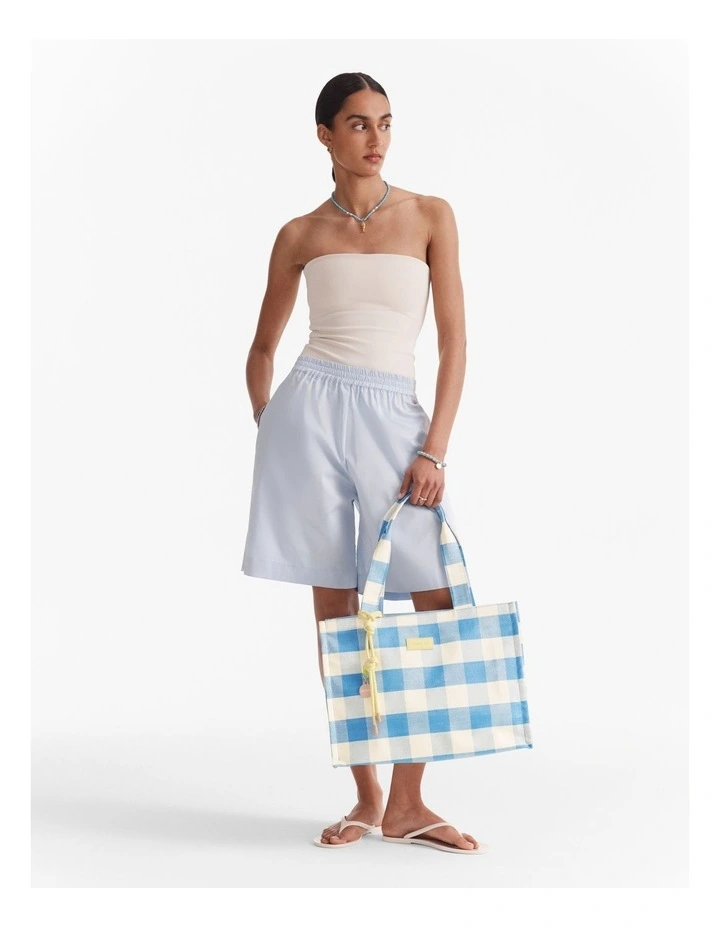 Lyra Tote Bag in Blue Check image 5