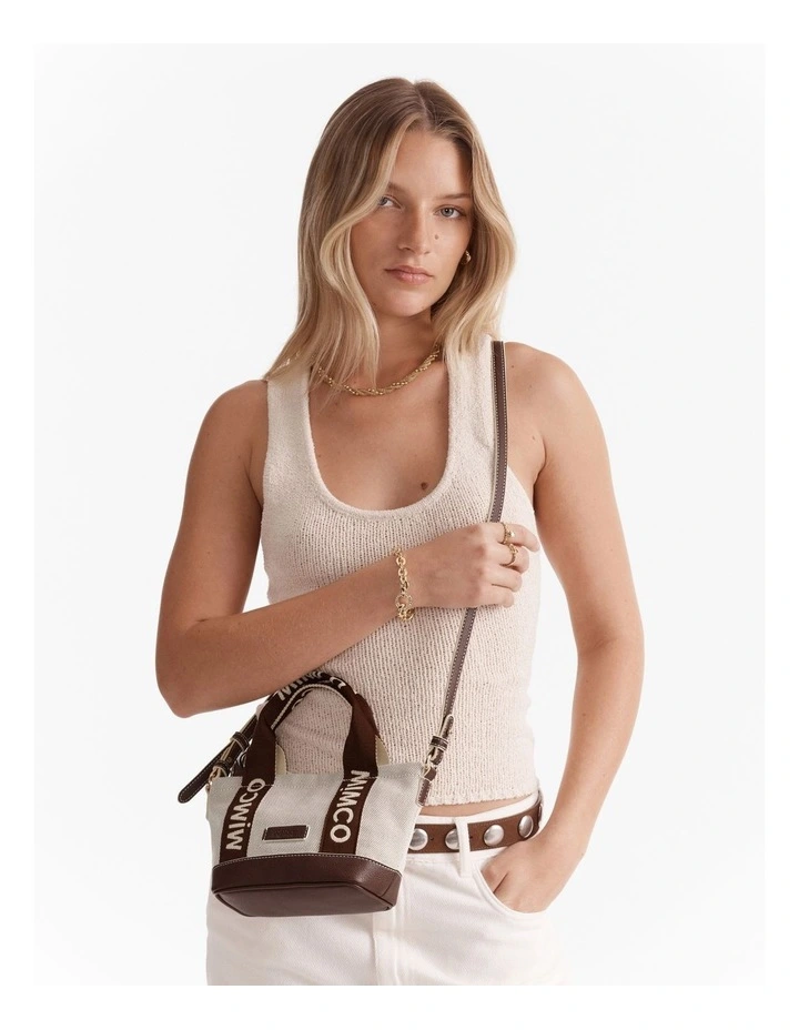 Mim Micro Tote Crossbody Bag in Natural image 4