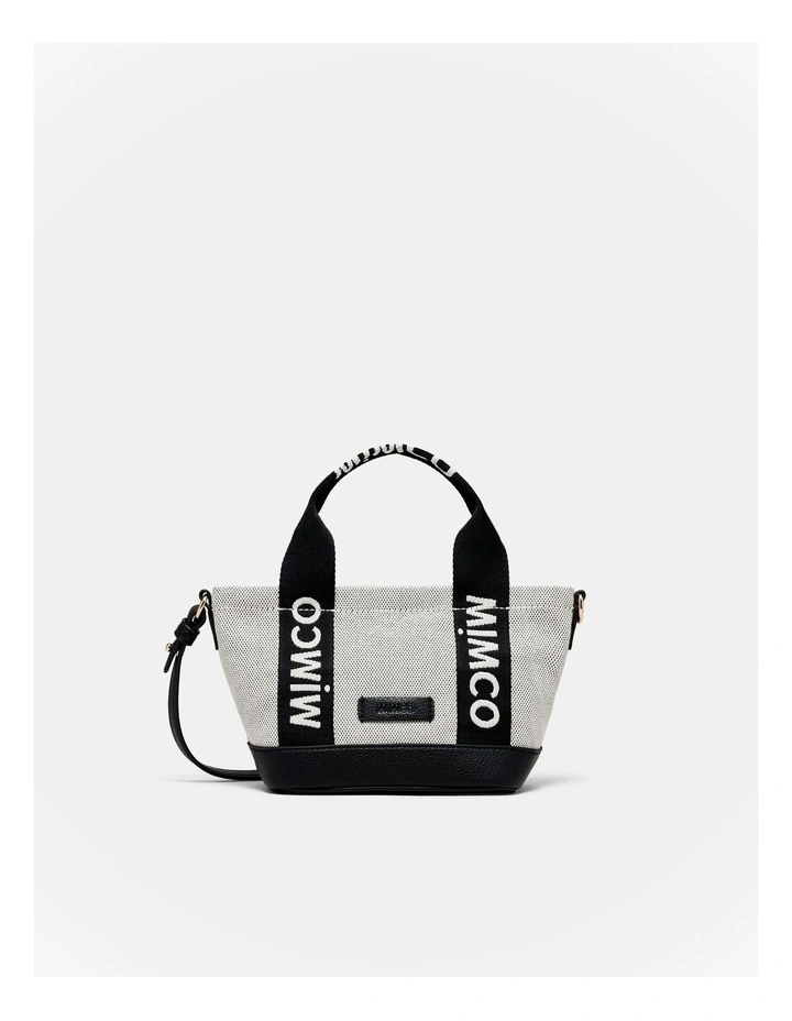 Mim Micro Tote Crossbody Bag in Black White image 1