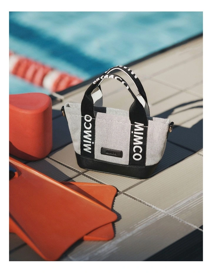 Mim Micro Tote Crossbody Bag in Black White image 2