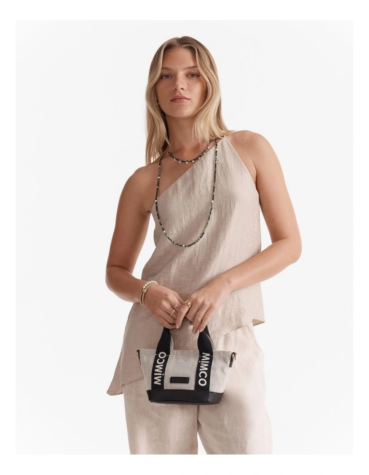 Mim Micro Tote Crossbody Bag in Black White image 3