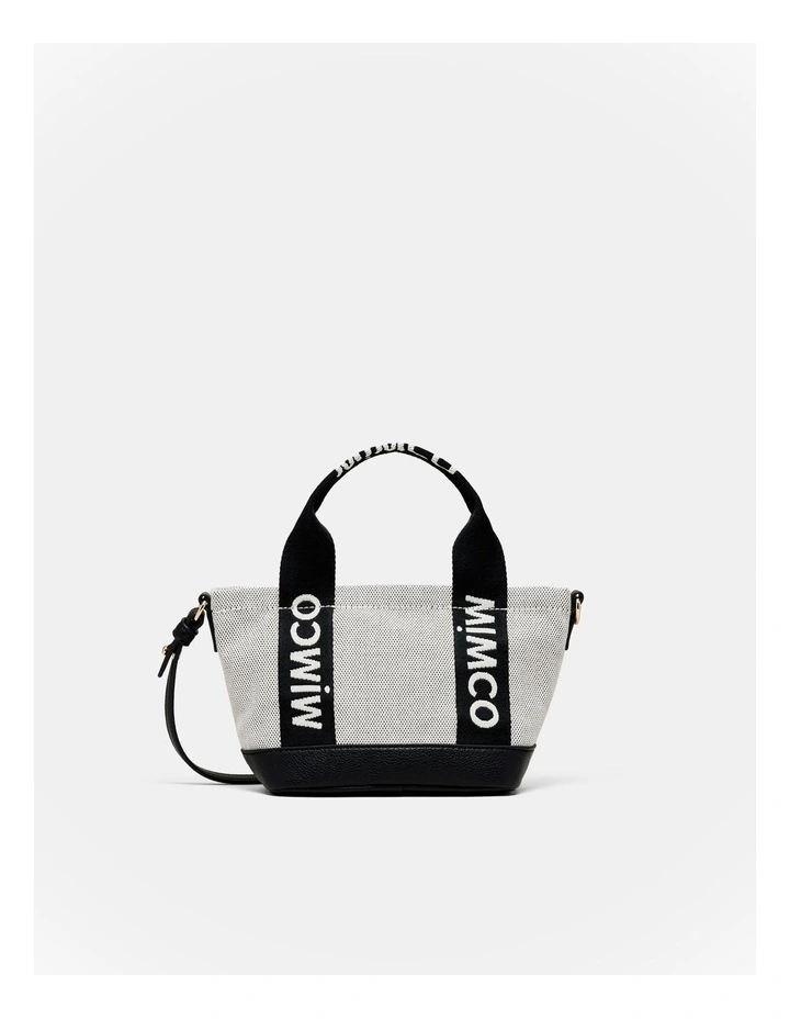 Mim Micro Tote Crossbody Bag in Black White image 6