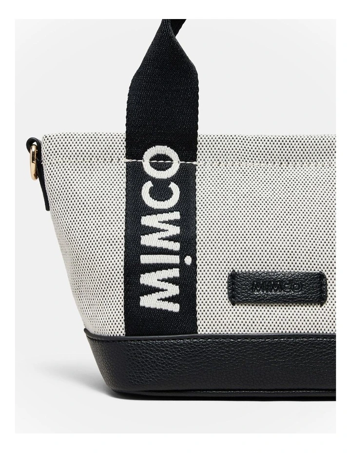 Mim Micro Tote Crossbody Bag in Black White image 7