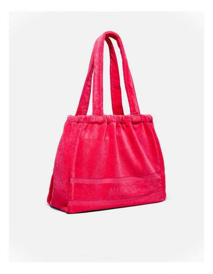 Crest Towelling Tote Bag in Flamingo image 3