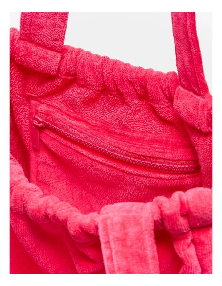Crest Towelling Tote Bag in Flamingo image 6
