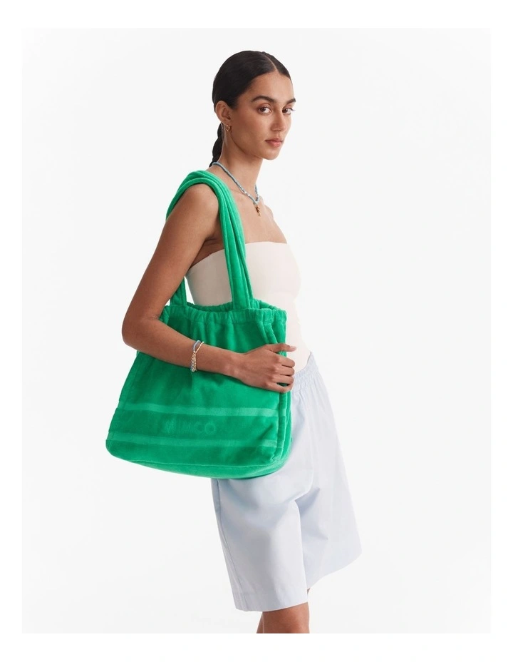 Crest Towelling Tote Bag in Grass Green image 2