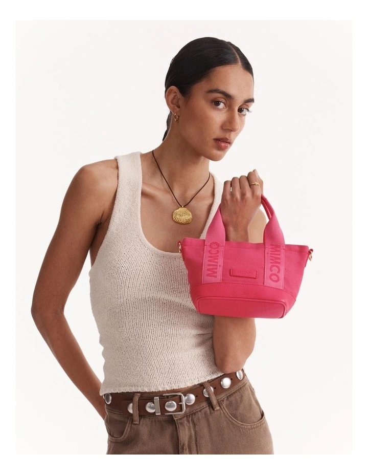 Micro Tote Crossbody Bag in Flamingo image 2