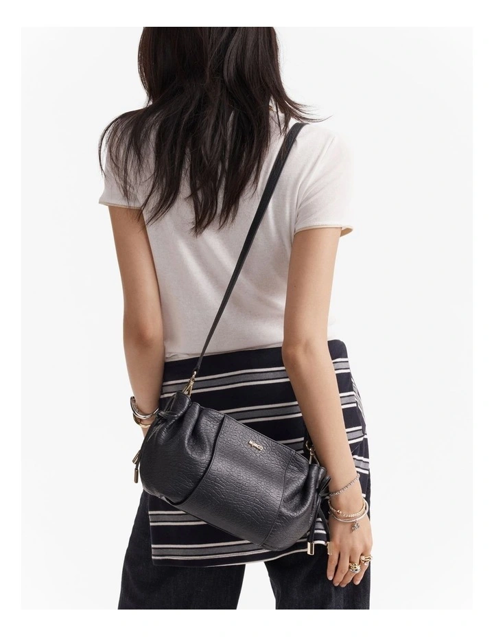 Fleur Tie Crossbody Bag in Black image 2