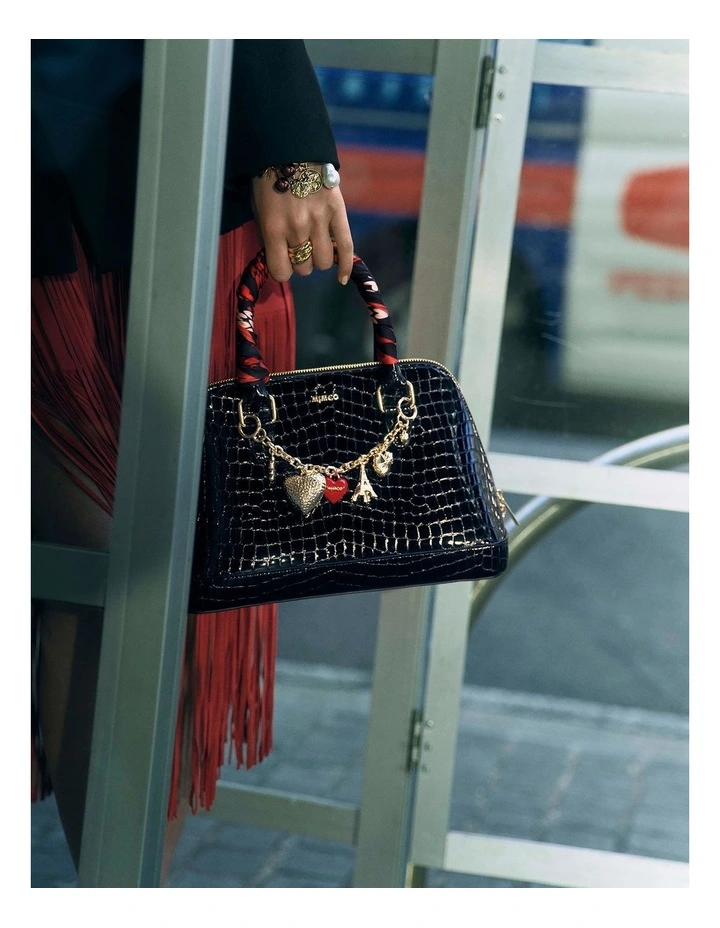 Noir Charm Bowler Bag in Black image 2