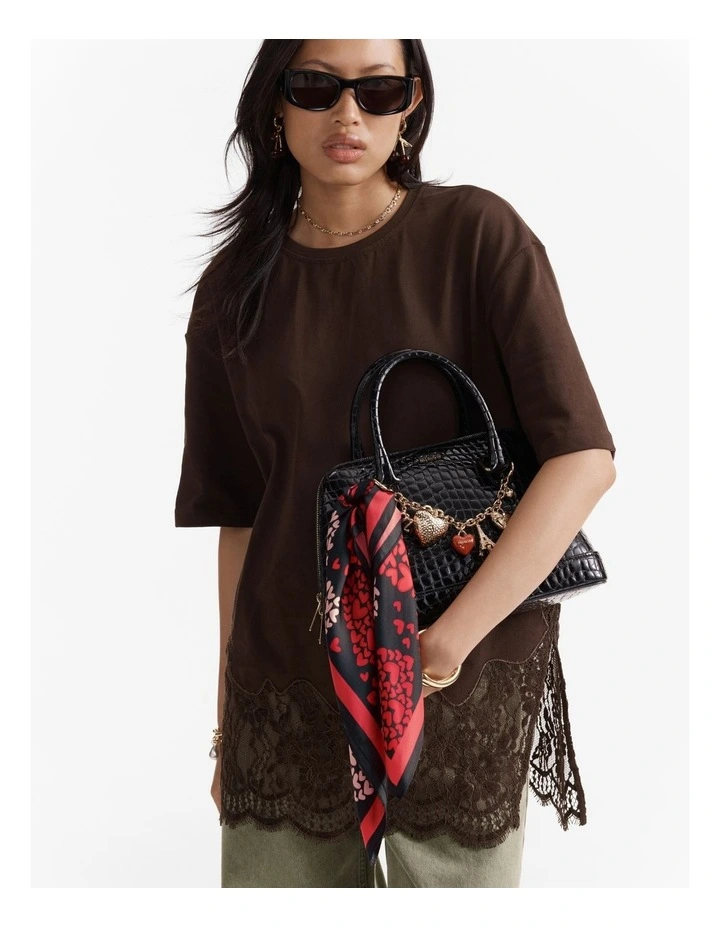 Noir Charm Bowler Bag in Black image 7